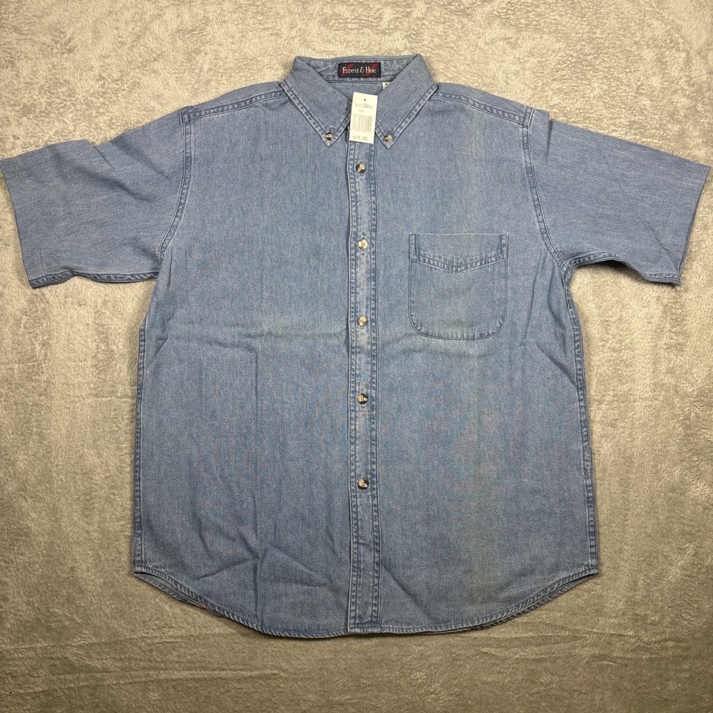 Forest & Hue‎ Ukrops button front short sleeve denim shirt Size 10-12 New *READ